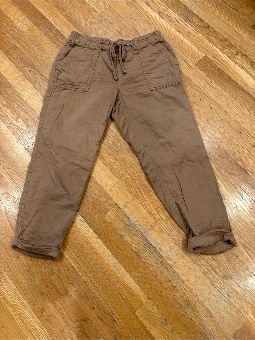 Linen Cropped Drawstring Pants Brand New